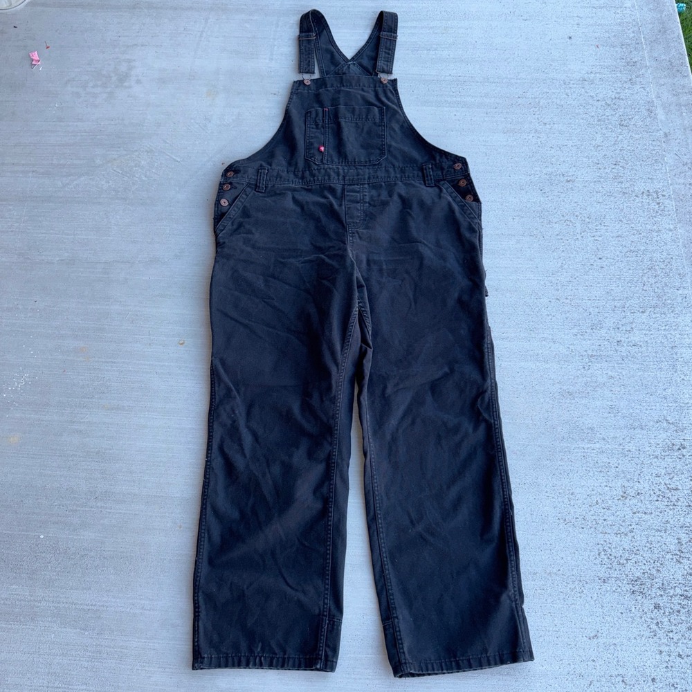 Dickies Bib Overalls Womens XL Black Duck Canvas Carpenter Workwear FB206RBK